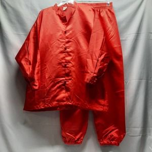 VTG. 2 Piece Red Satin feel Century Martial Arts Kung Fu Uniform Size 6